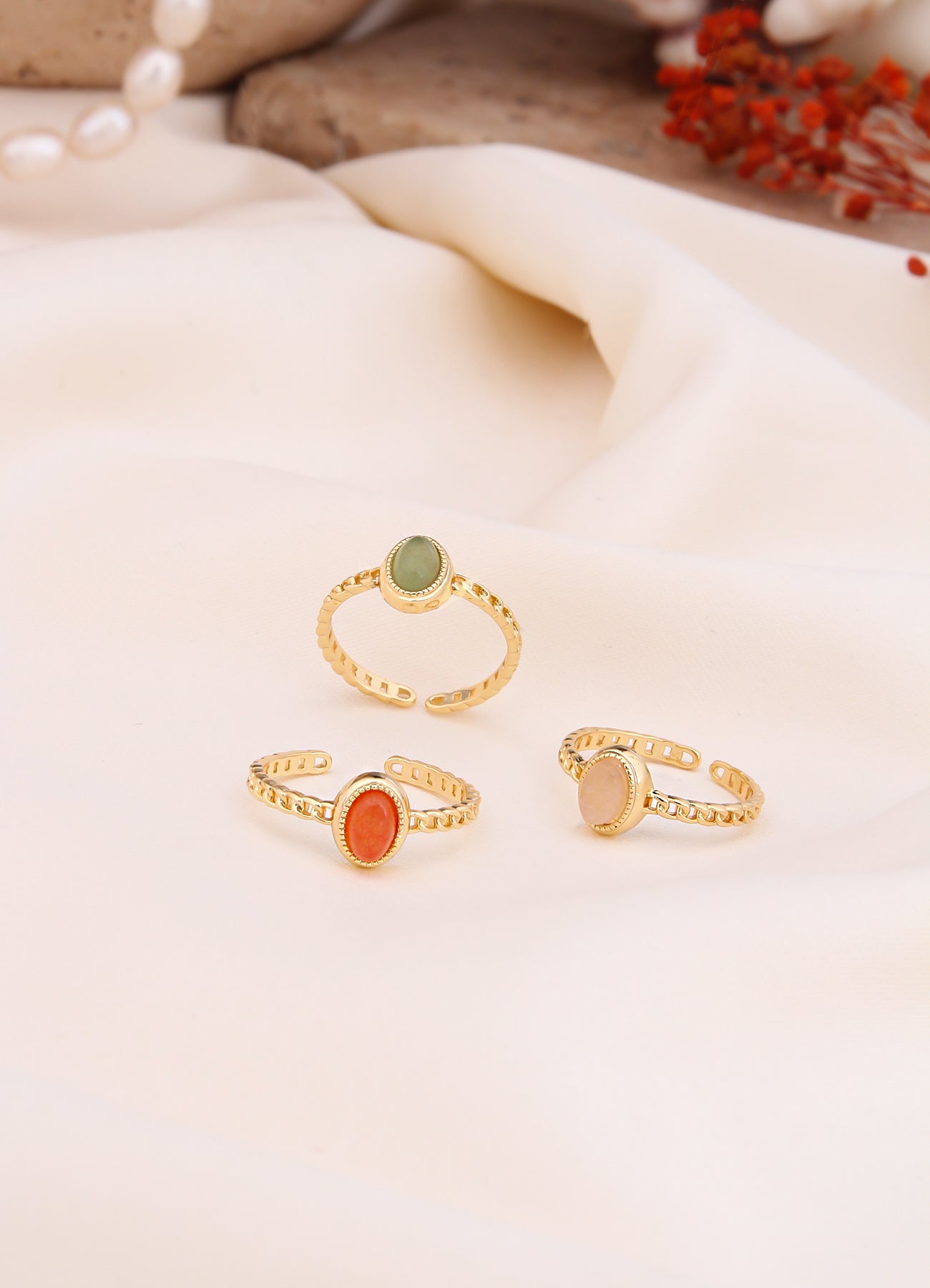 Labradorite & Agathe & Sunstone Ring
