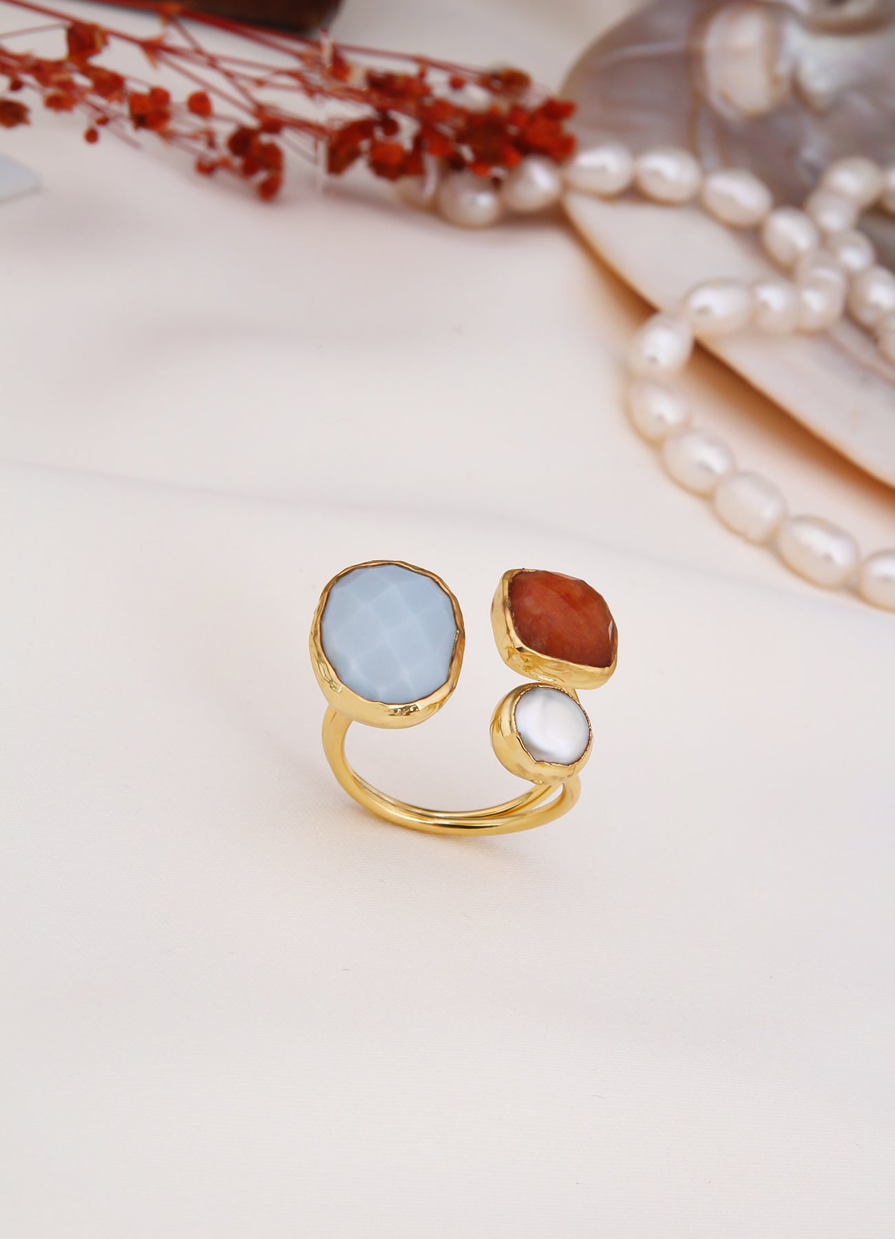 Agate & Pearl Ring