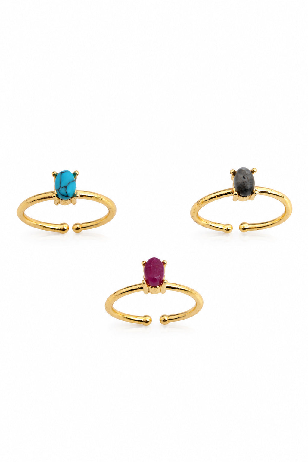 Turquoise & Black & Root Ruby Ring