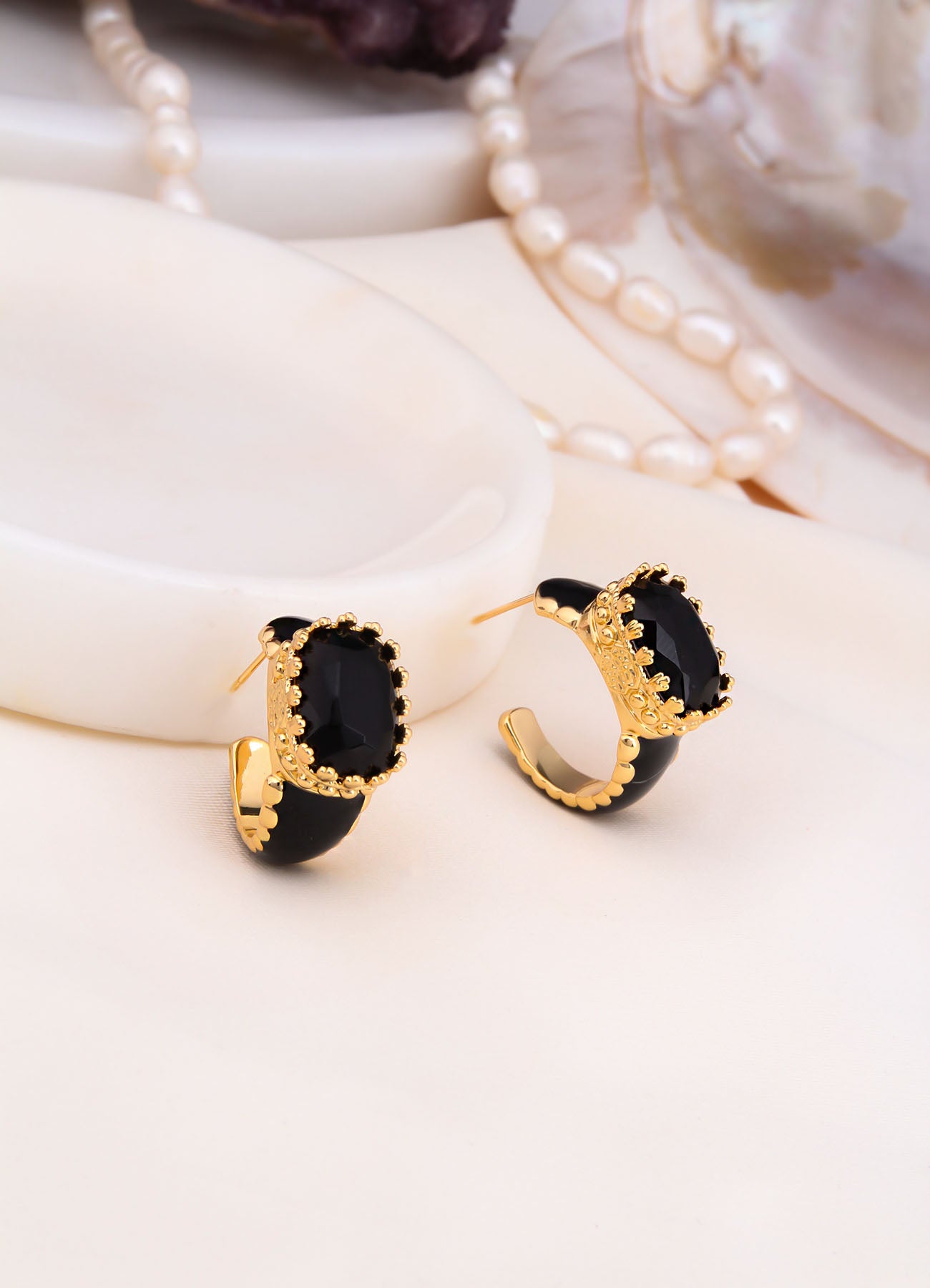 Charlize Onix Boucles D'oreilles