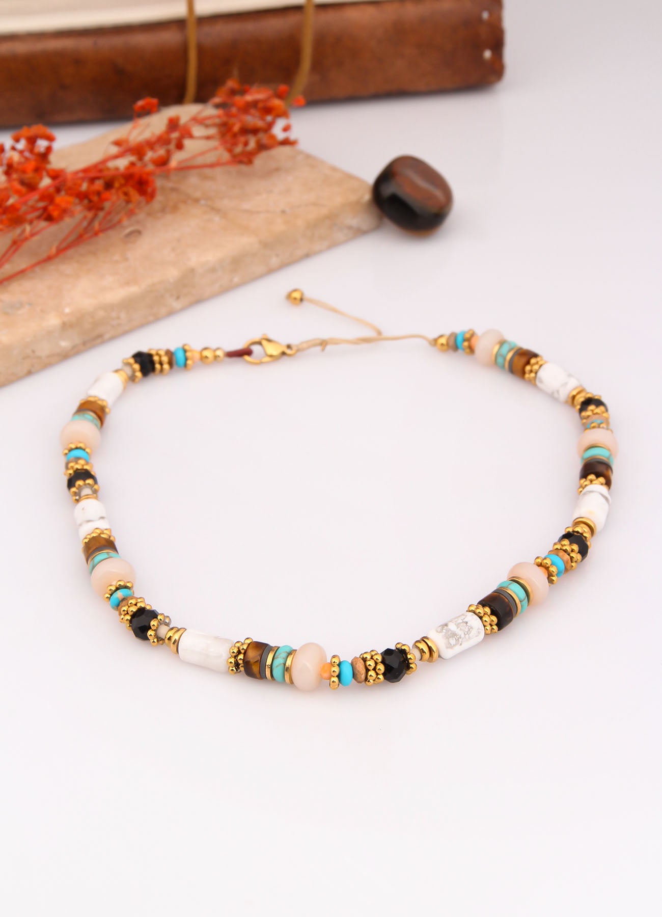 Turquoise & Jasper & Onix Necklace
