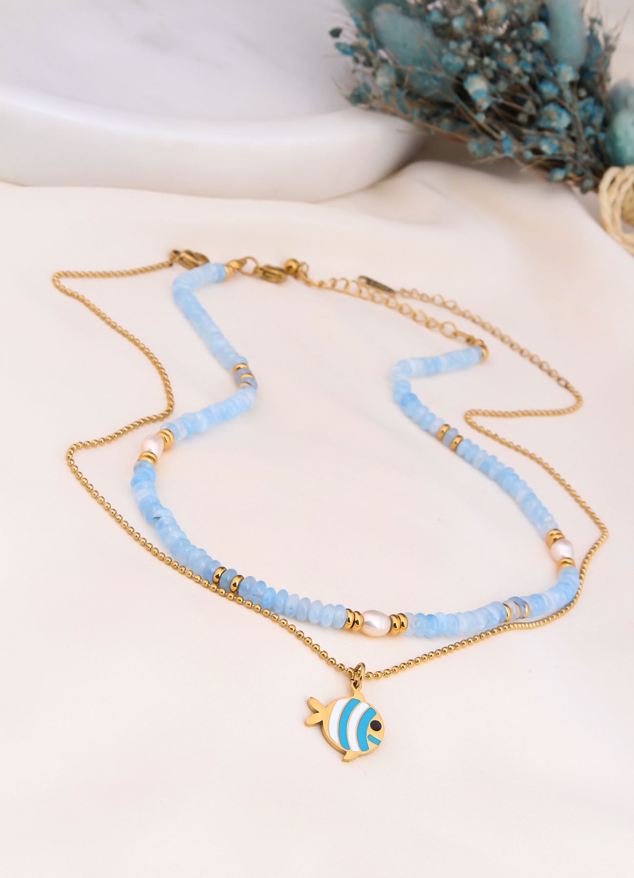 Aquamarine & Pearl Necklace