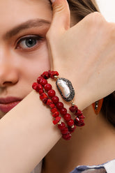 Coral & Pearl Bracelet