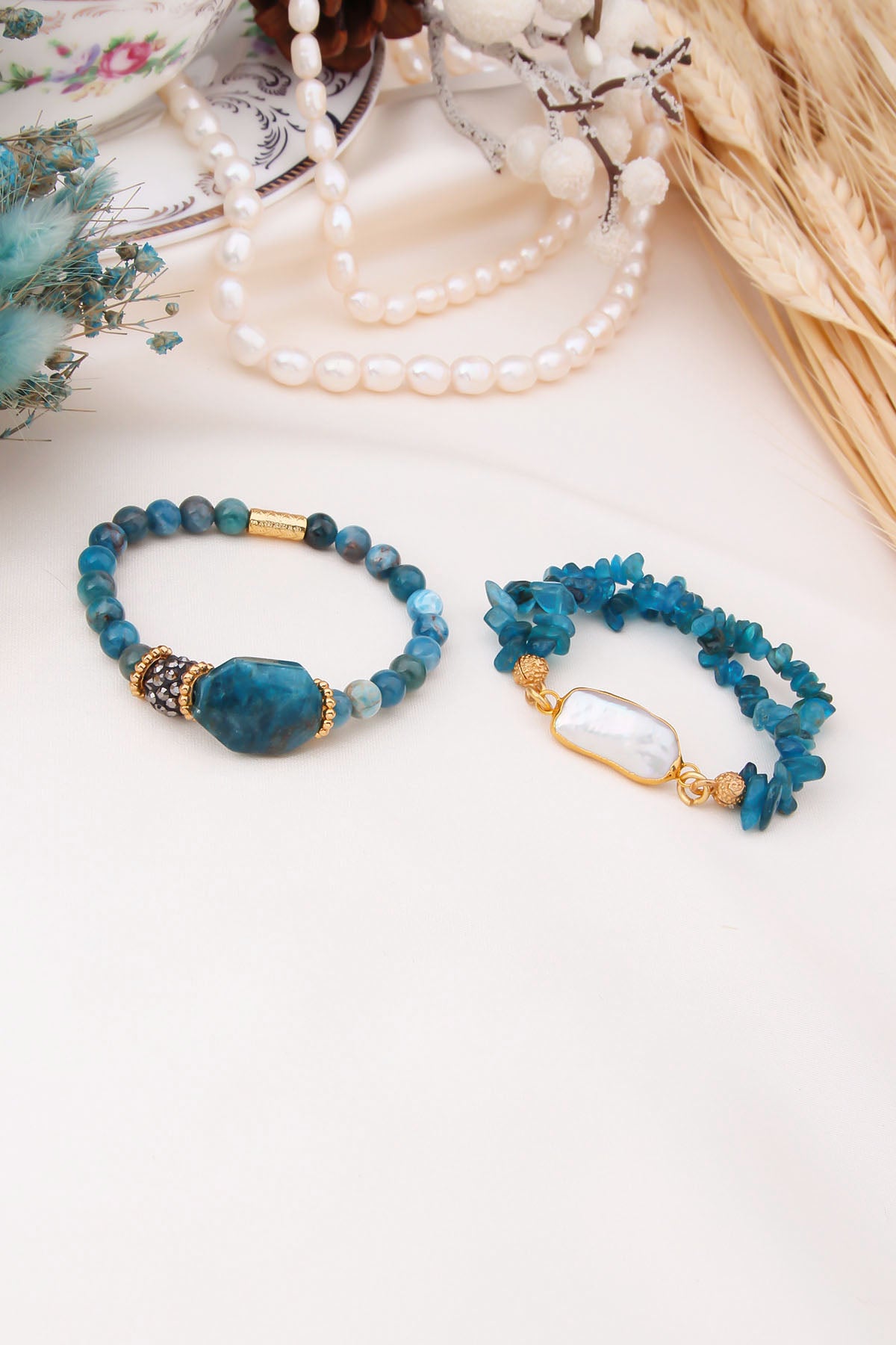 Apatite & Pearl Bracelet