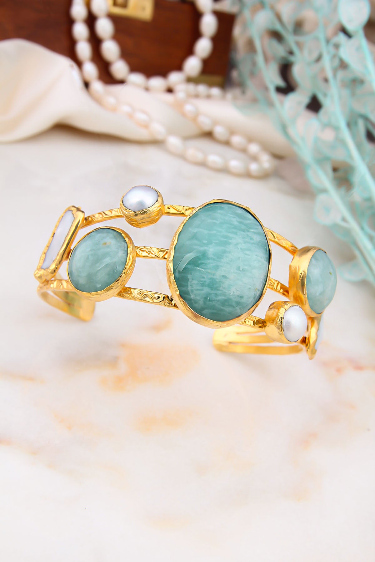 Aquamarine & Pearl Bracelet
