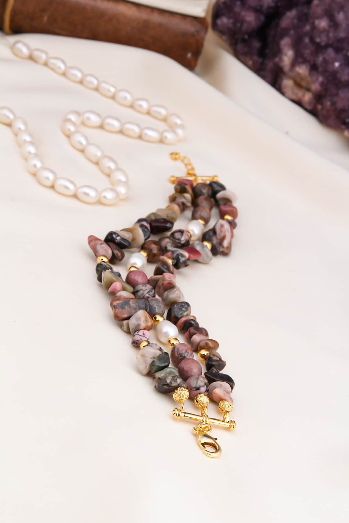 Rhodonite & Pearl Bracelet