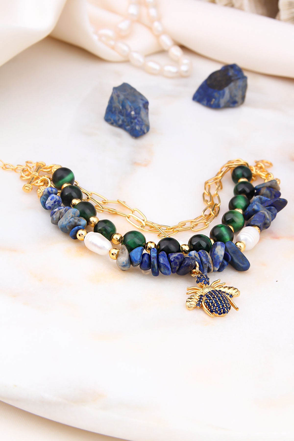 Malahite & Culture Pearl Bracelet