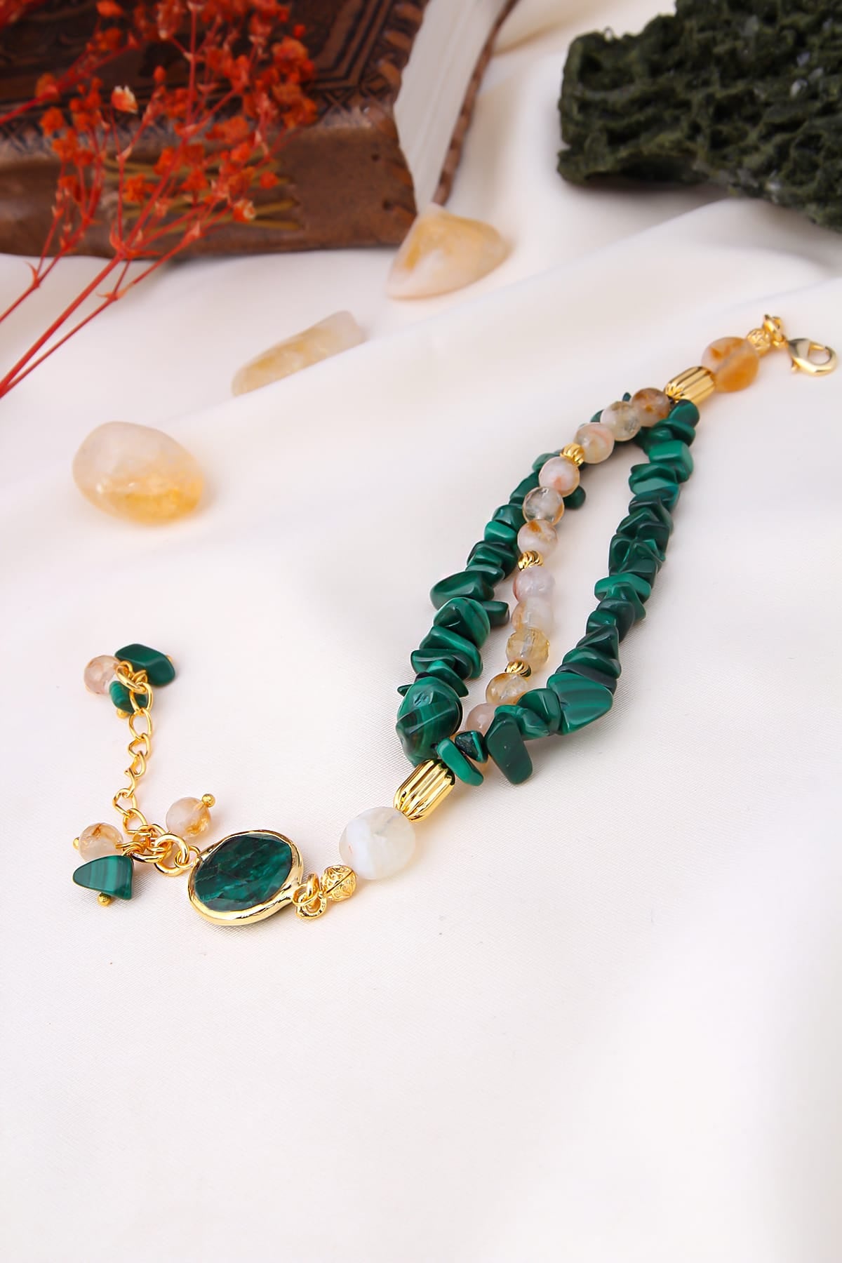 Citrine & Malachite Bracelet