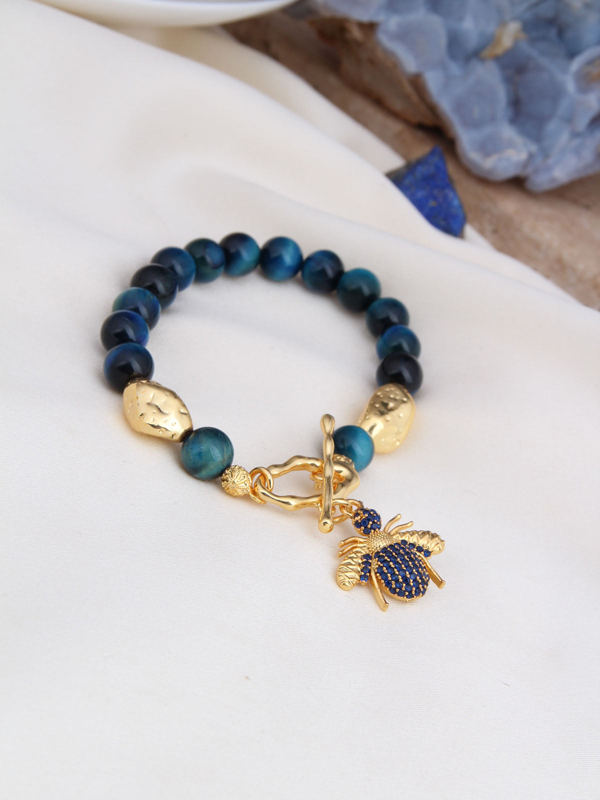 Tiger Eyes & Zircon Bracelet