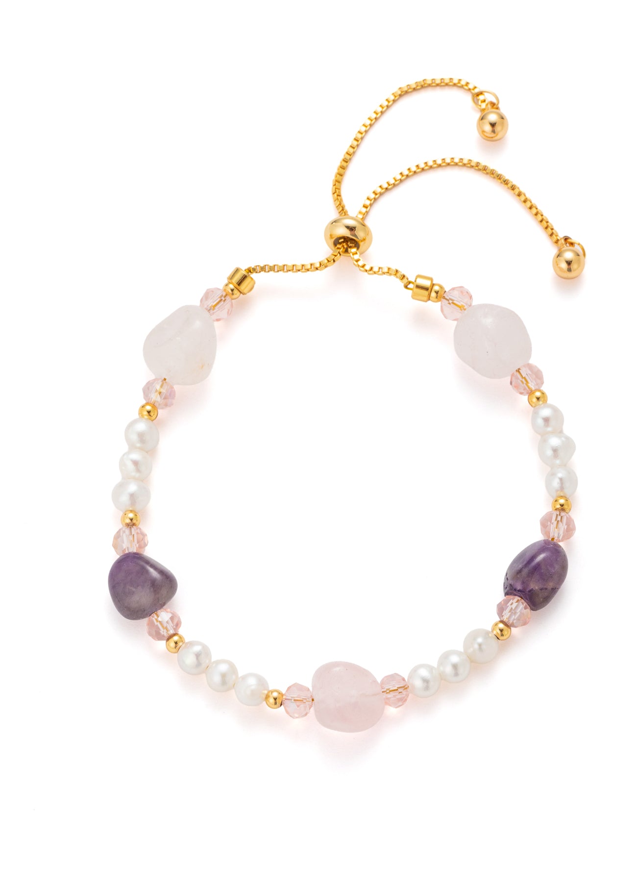 Pearl & Pink Quartz & Amethyst Bracelet