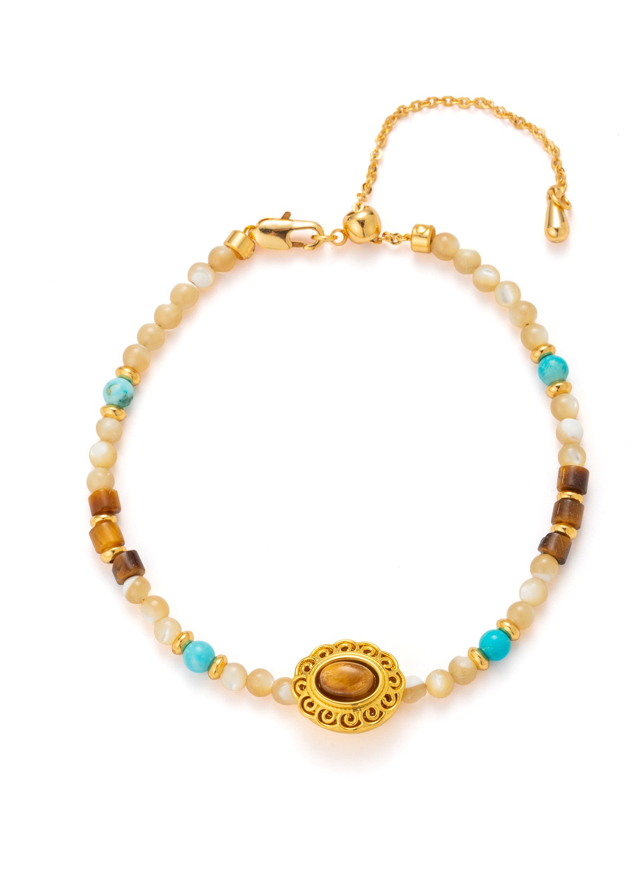 Turquoise & Nacre & Tiger Eyes Bracelet