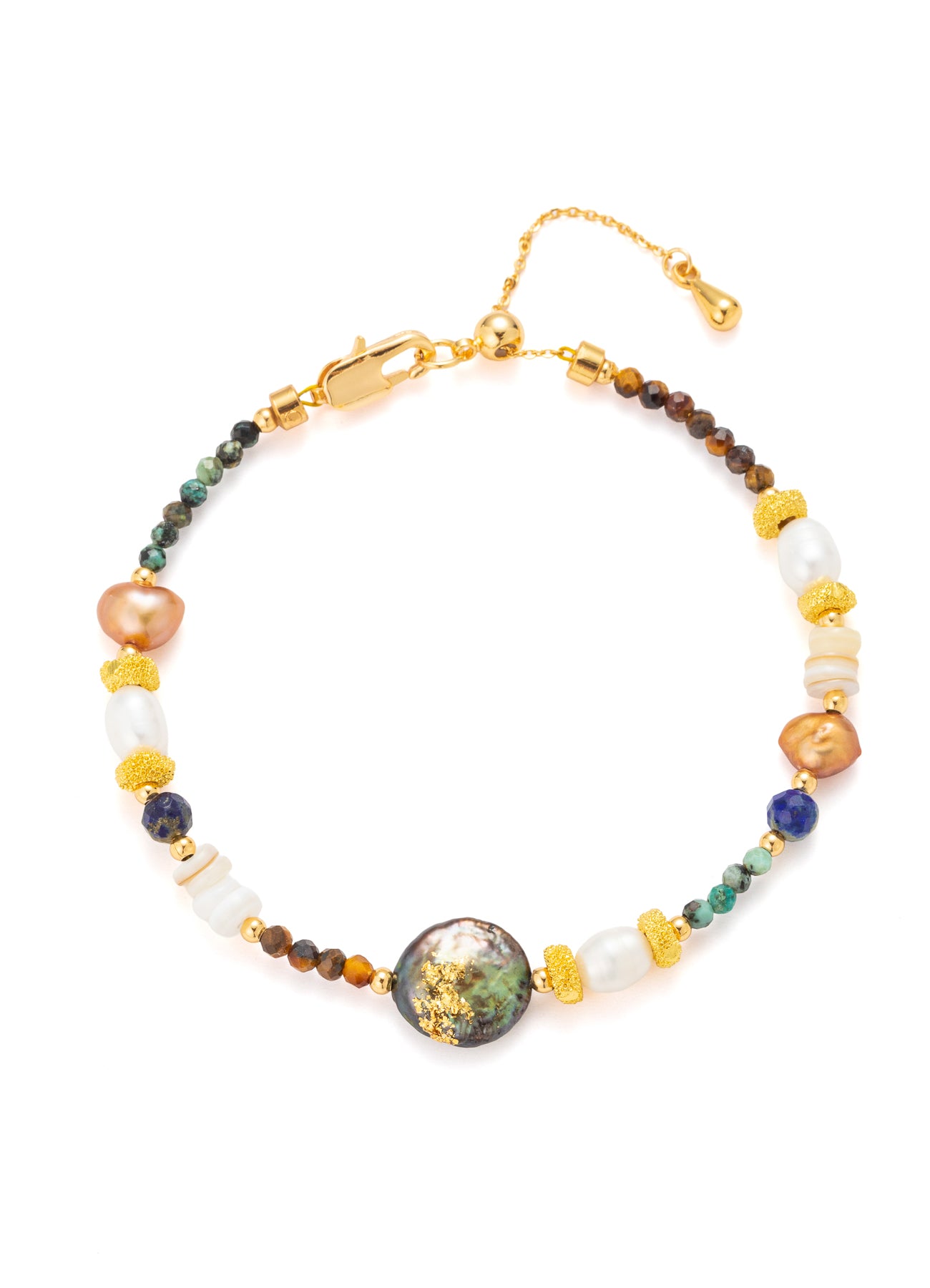 Pearl & Turquoise & Tiger Eyes Bracelet