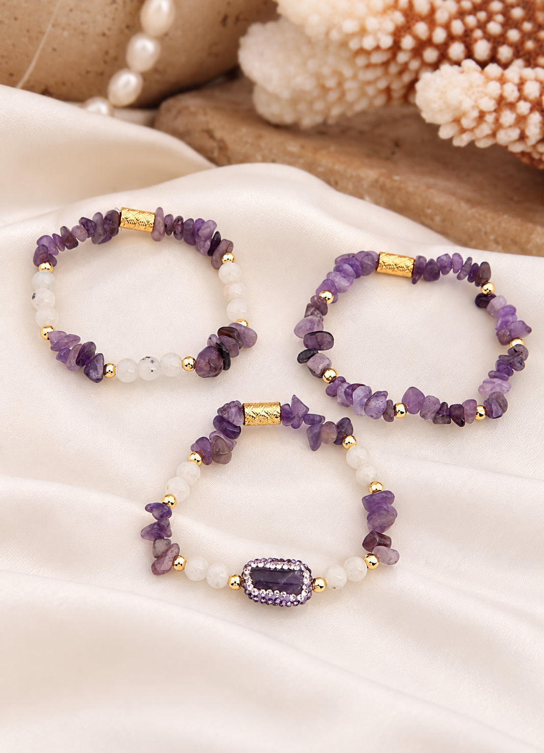 Amethyst & MoonStone & Zircon Bracelet
