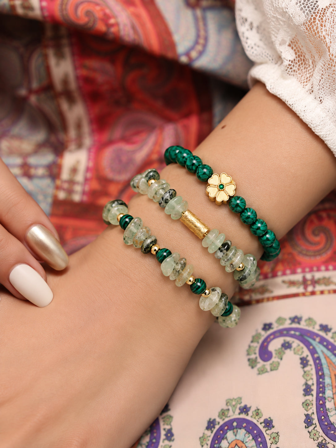 Malahite & Prihnite Bracelet