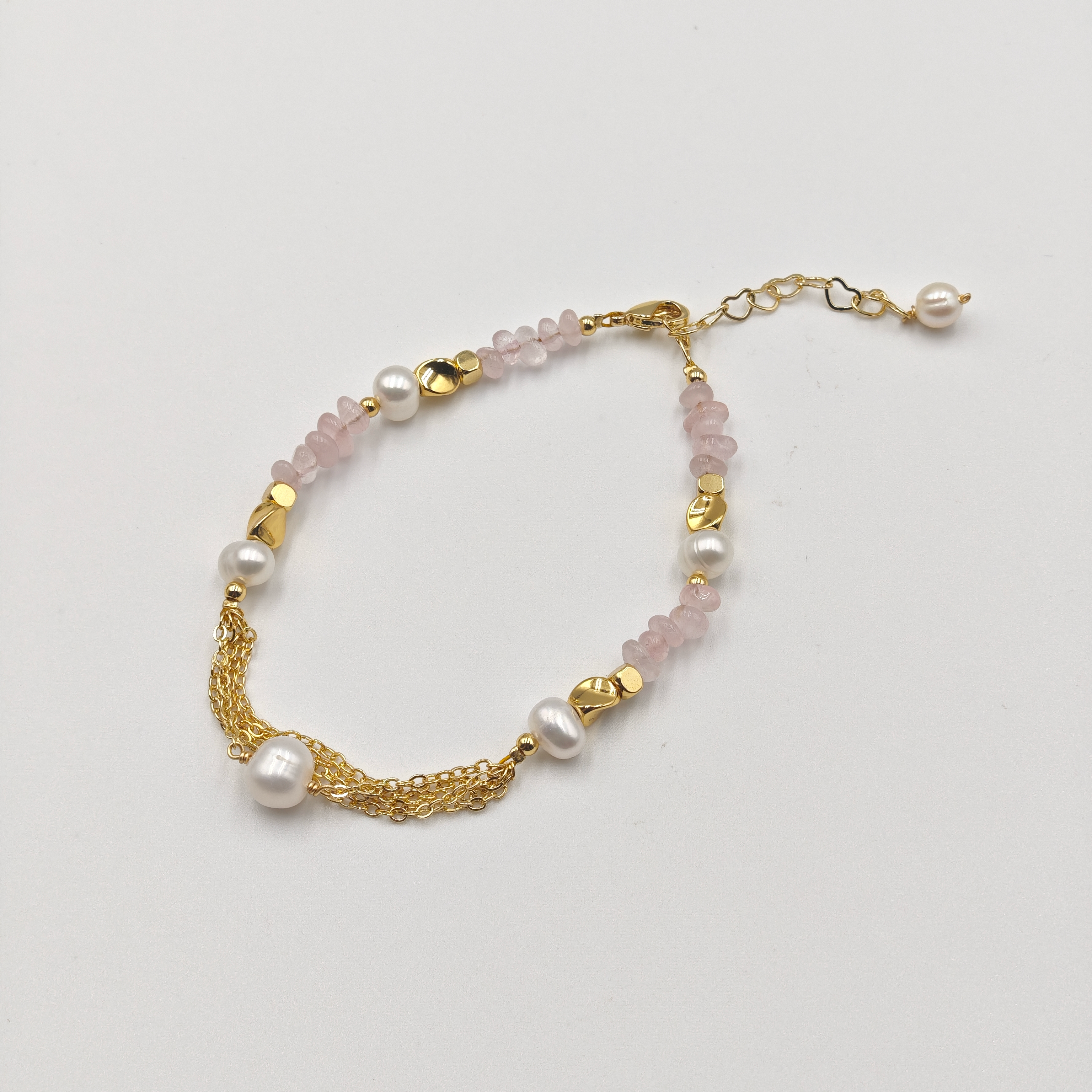 Strawberry Quartz & Pearl Bracelet