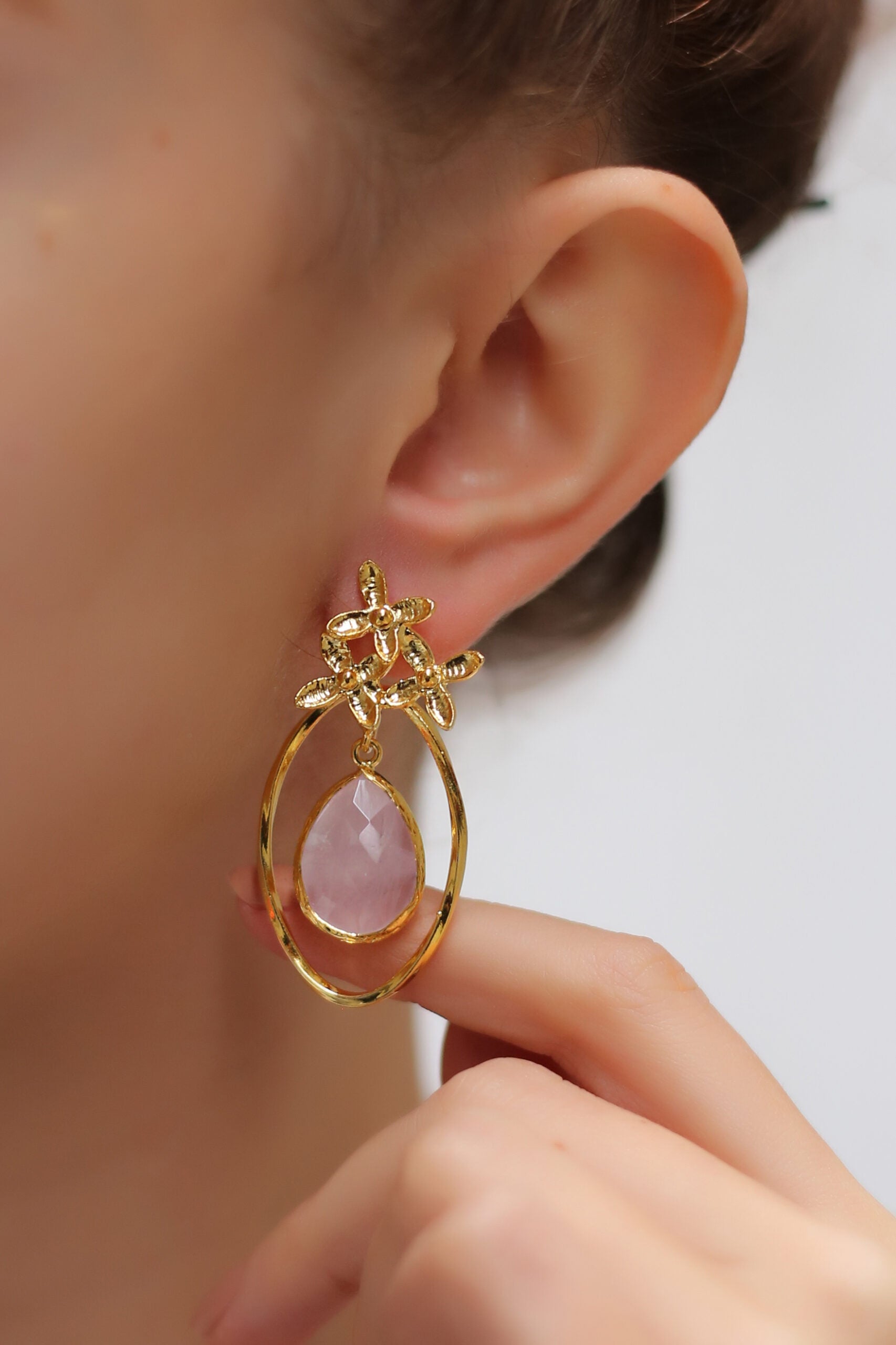 Pink Quartz Boucles d'oreilles