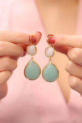 MoonStone & Amazonite Boucles d'oreilles
