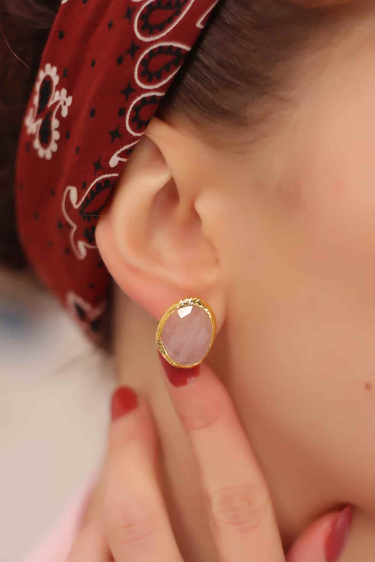 Pink Quartz Boucles d'oreilles