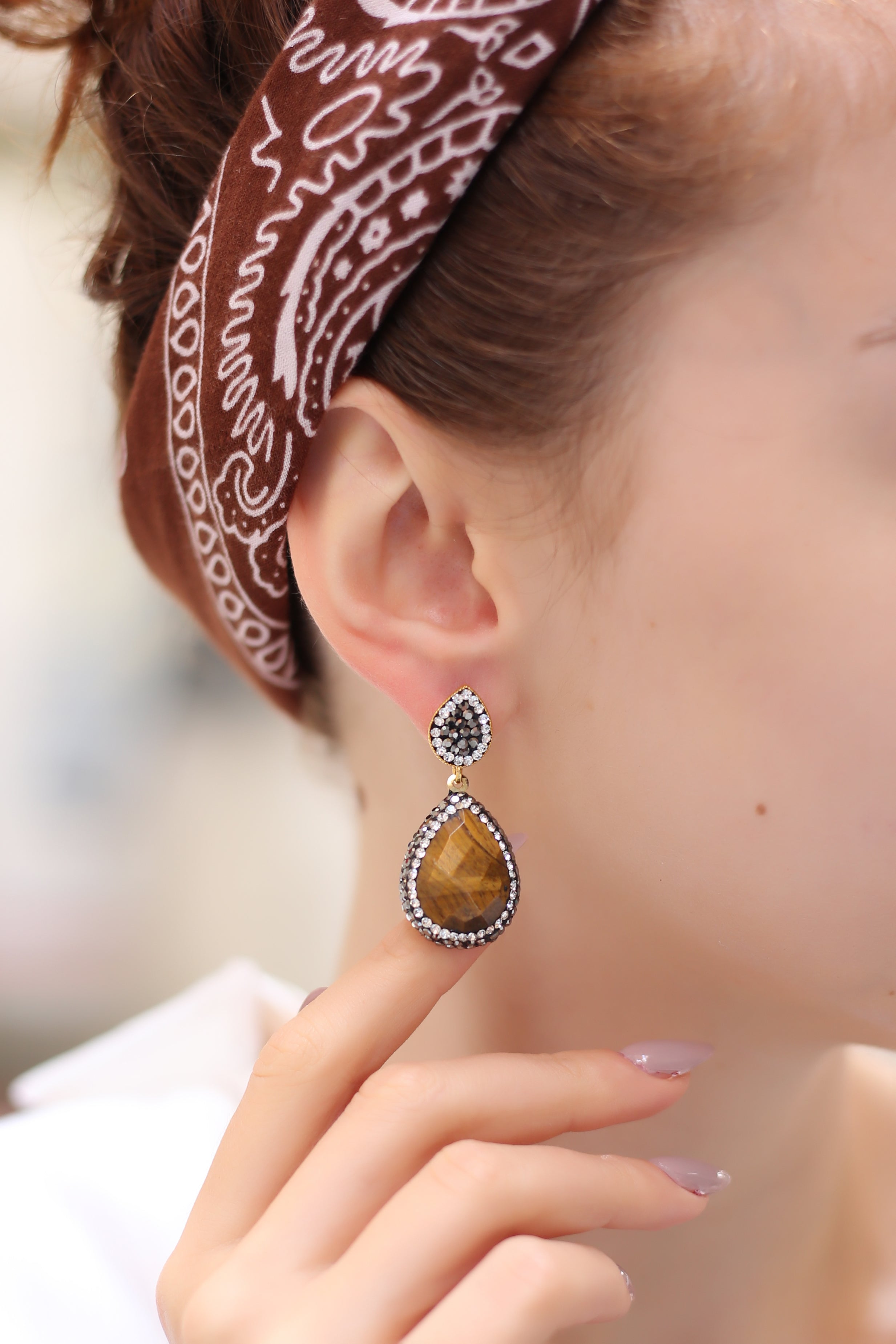 Tiger Eyes & Hematite Boucles d'oreilles