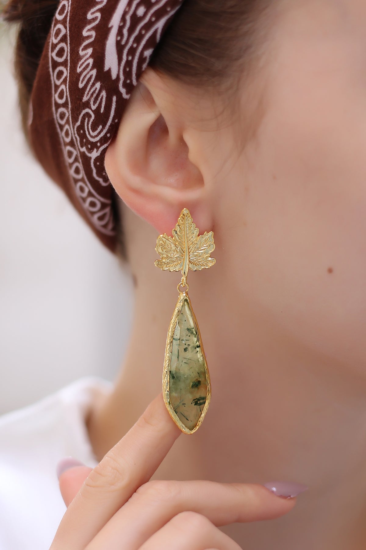 Prehnite Boucles d'oreilles