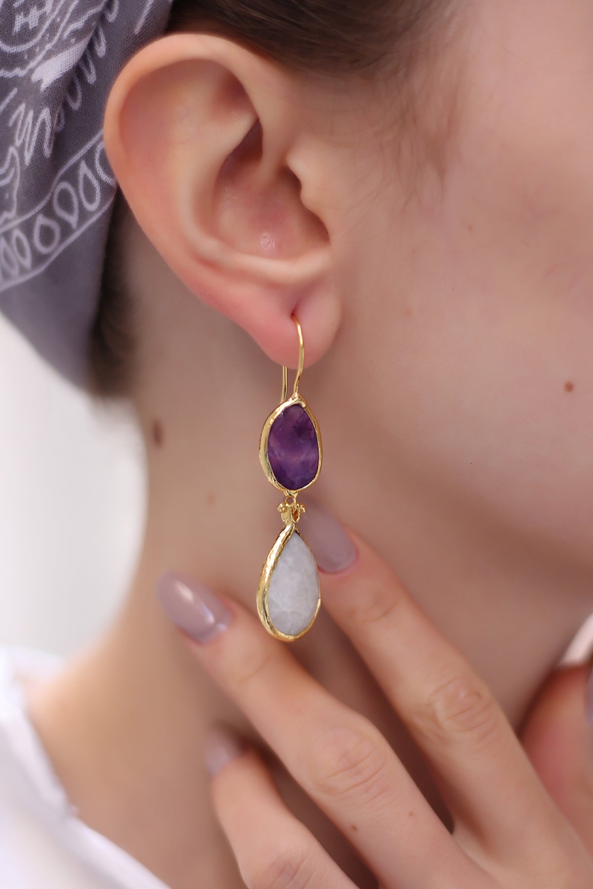 Amethyst & Moonstone Boucles d'oreilles