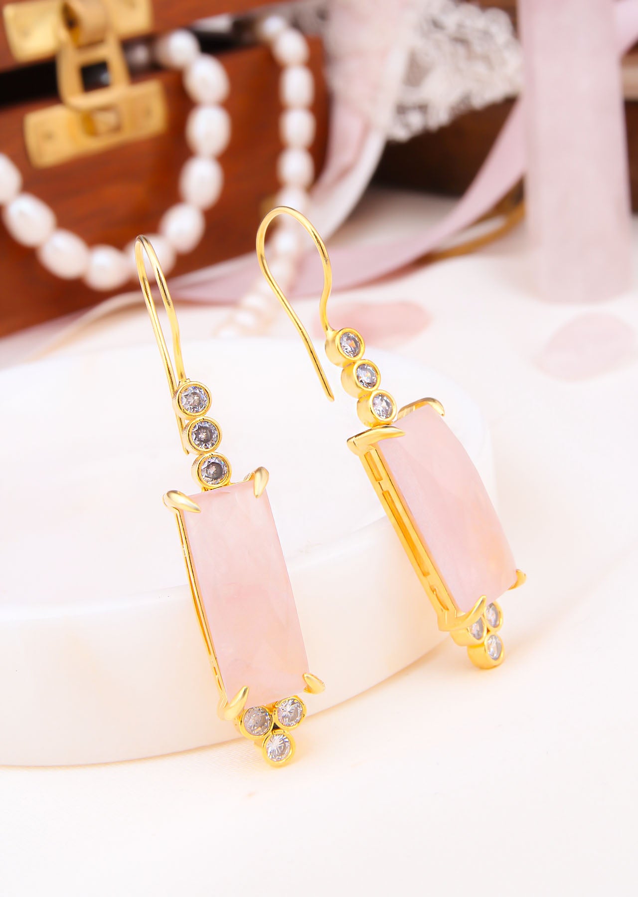 Pink Quartz Boucles d'oreilles