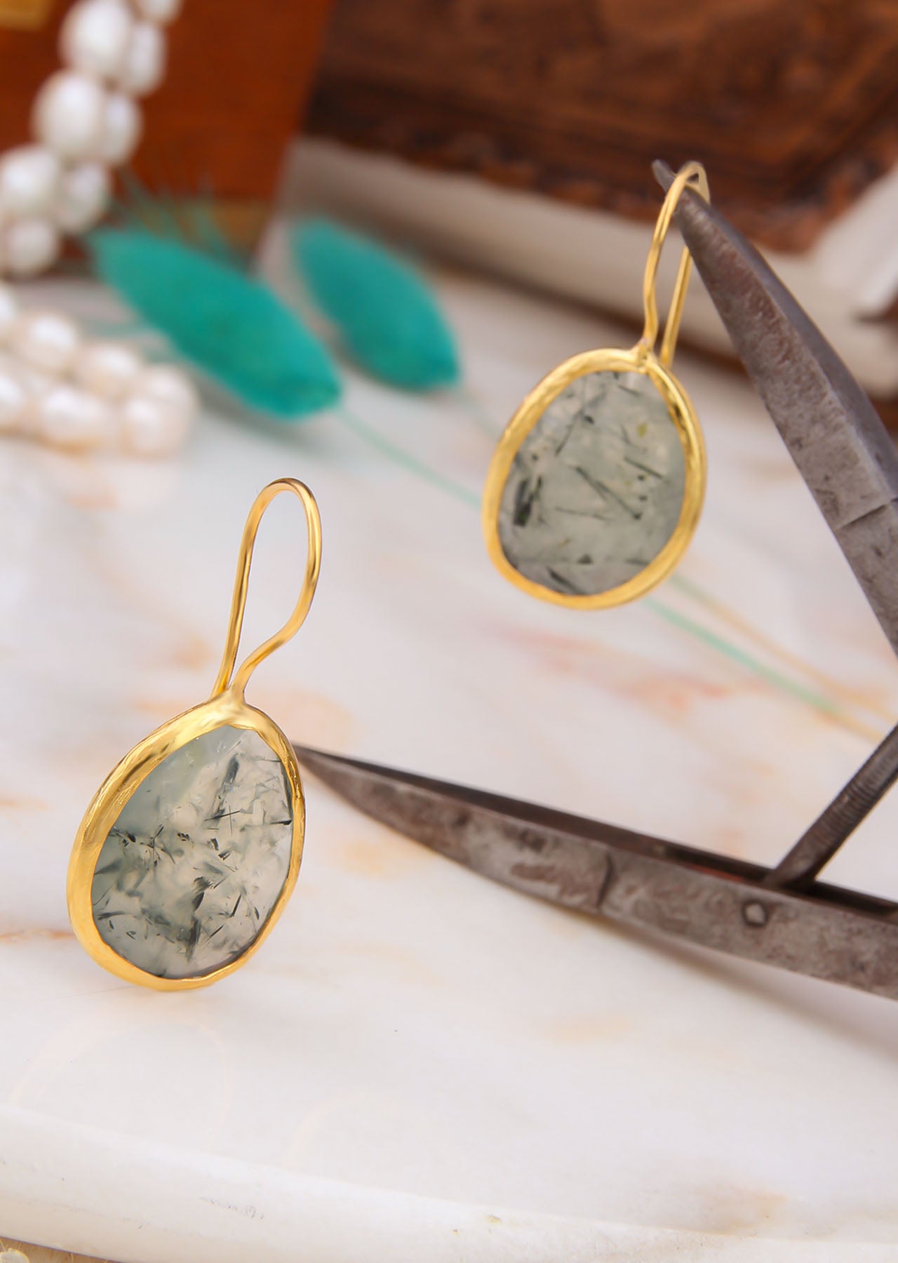 Prehnite Boucles d'oreilles