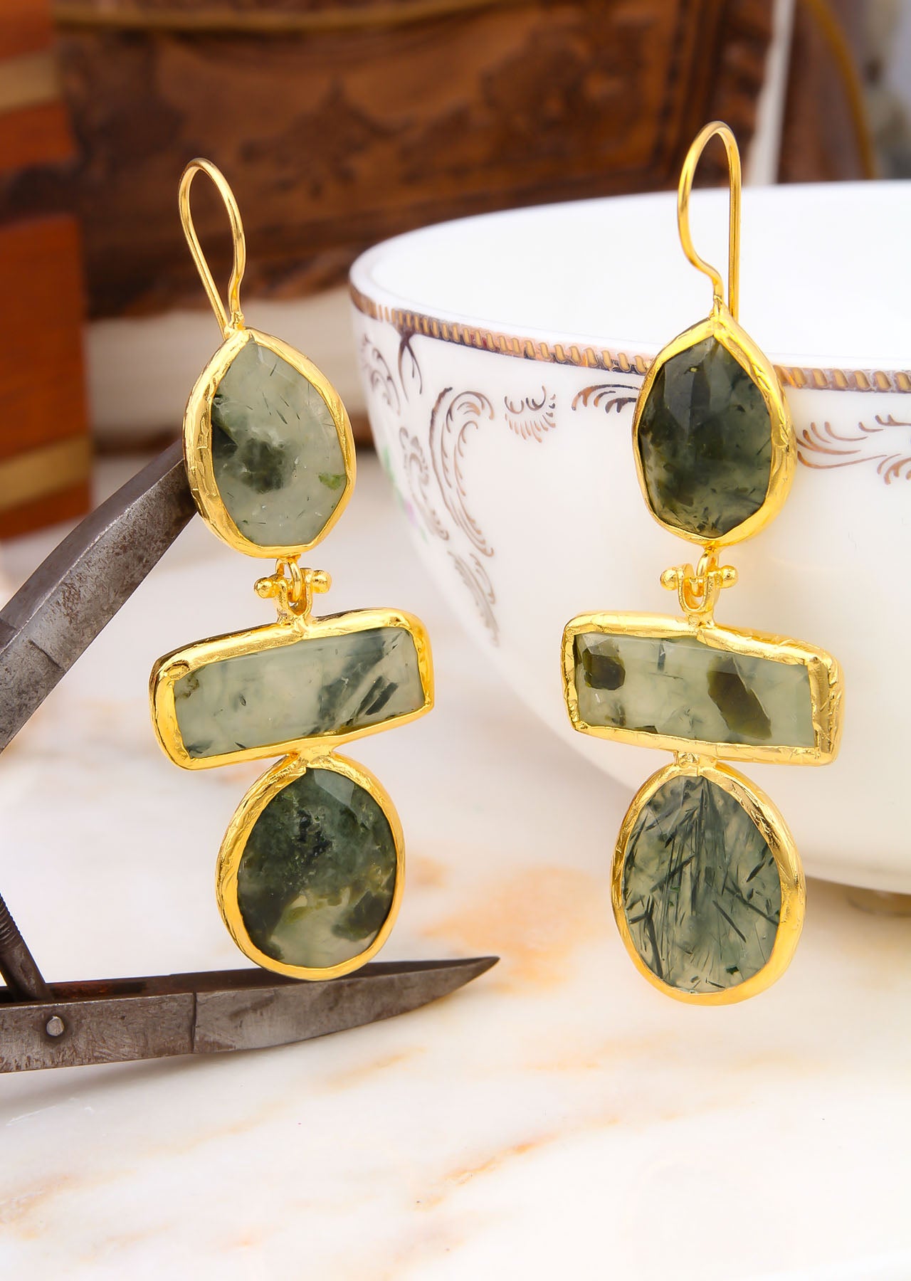 Prehnite Boucles d'oreilles