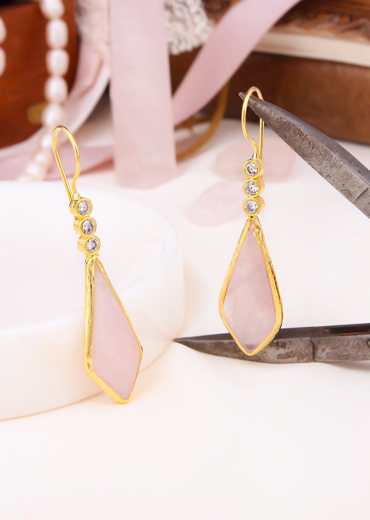 Pink Quartz Boucles d'oreilles
