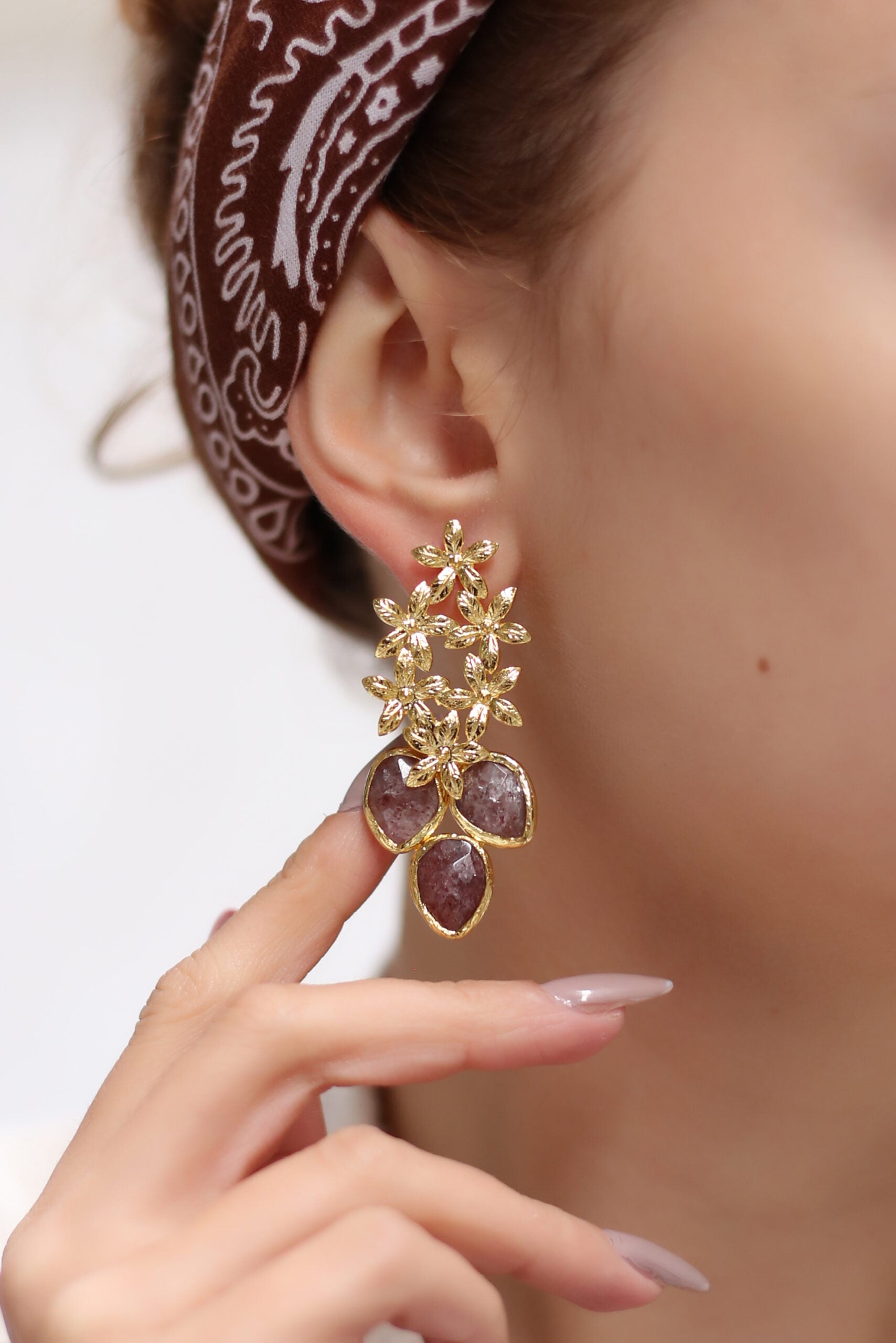 Strawberry Quartz Boucles d'oreilles