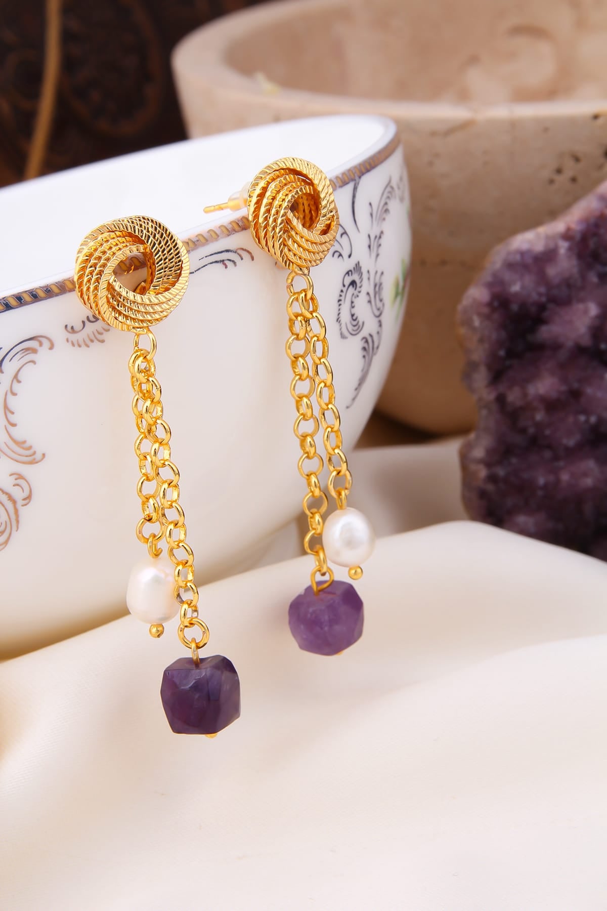 Pearl & Amethyst Boucles d'oreilles