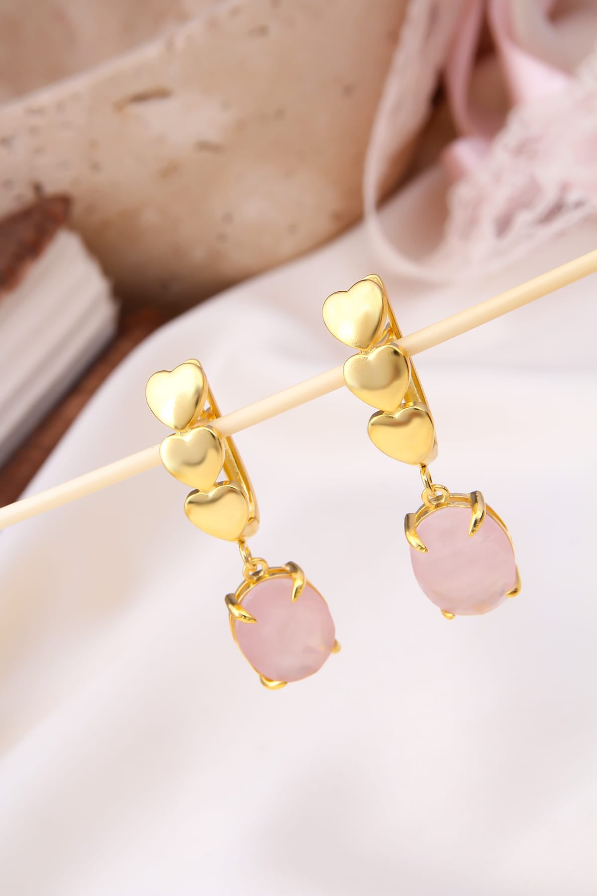 Pink Quartz Boucles d'oreilles