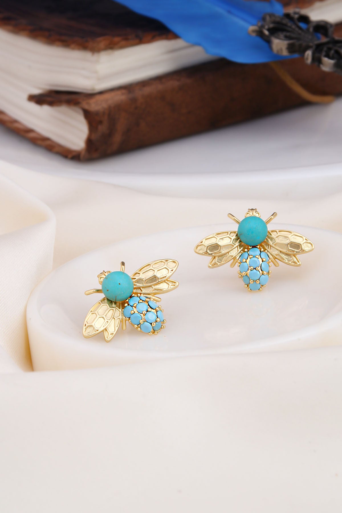 Turquoise & Zircon Boucles d'oreilles