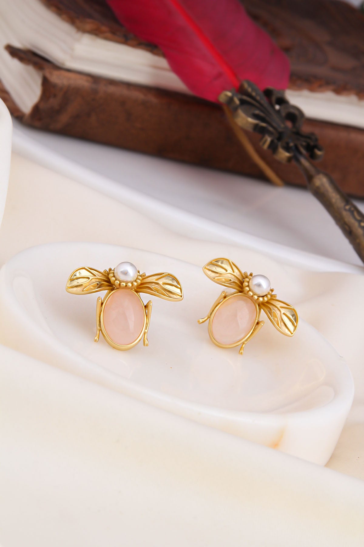 Pink Quartz Boucles D'Oreilles