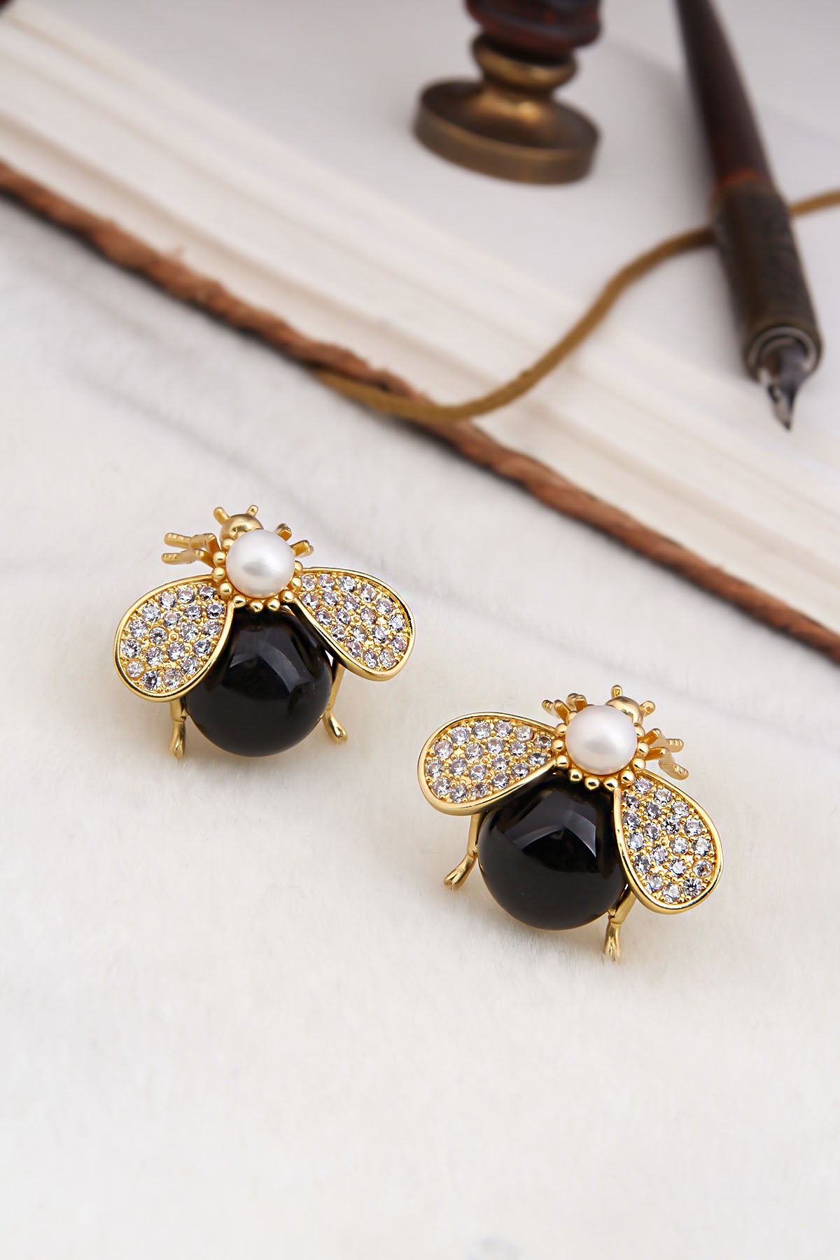 Onix & Zircon Boucles d'oreilles