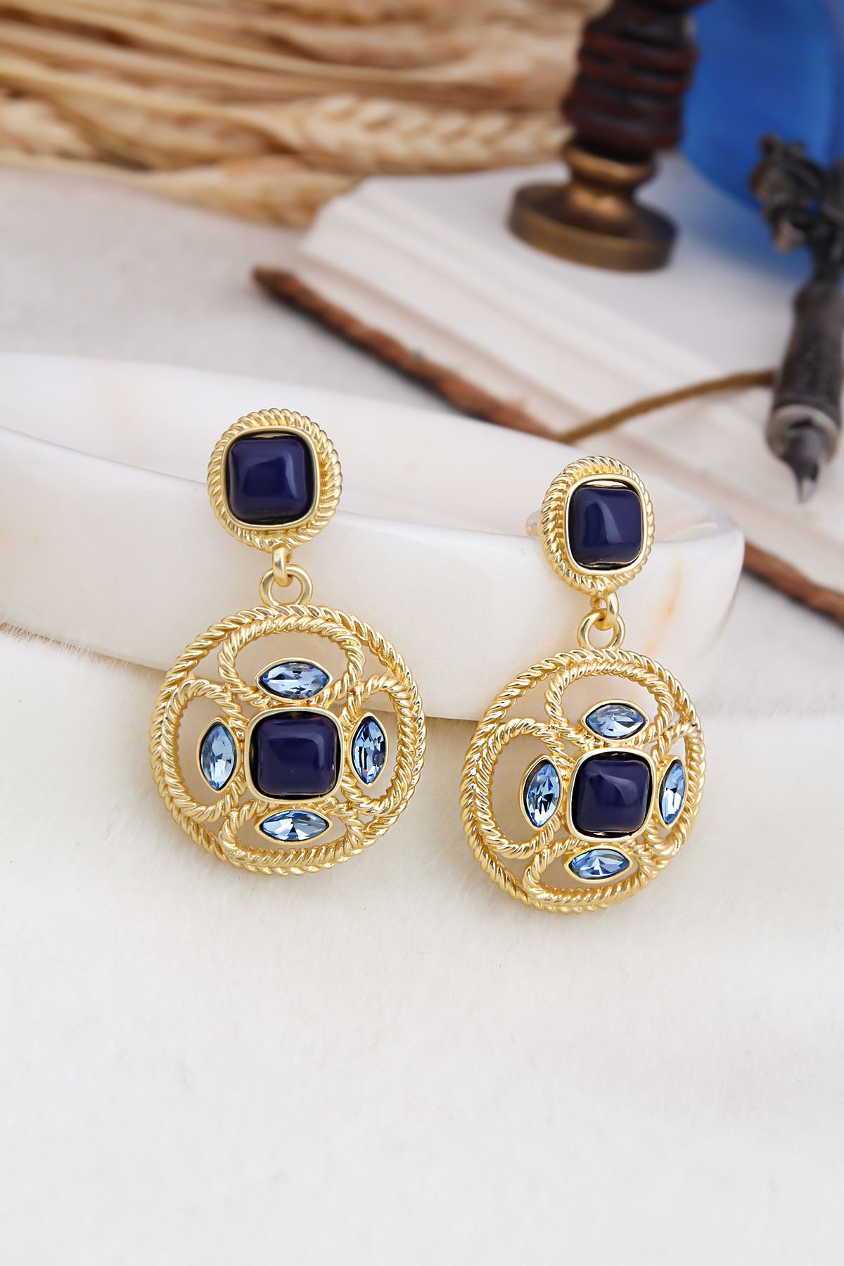 Lapis Lazuli & Zircon Boucles D'oreilles