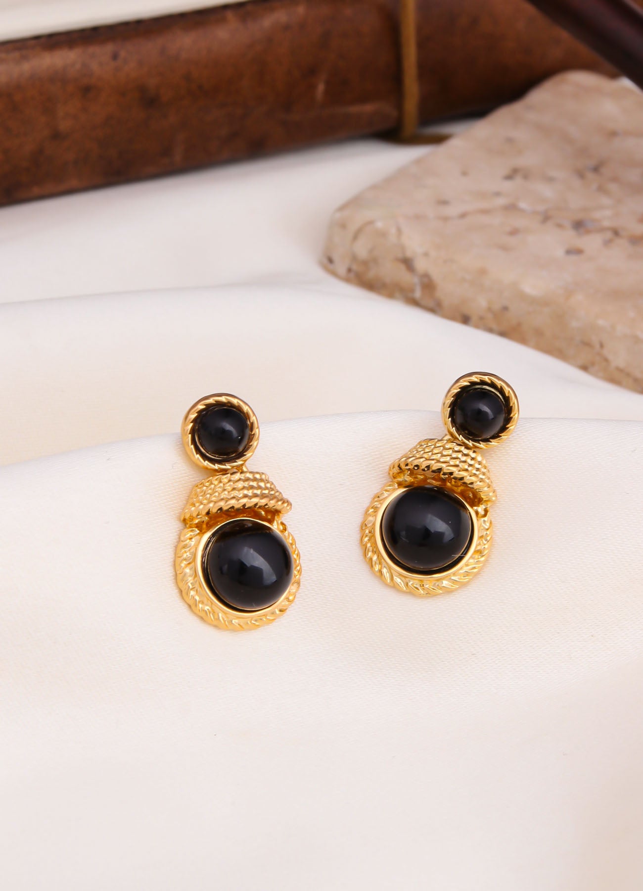 Hematite & Gold Earring