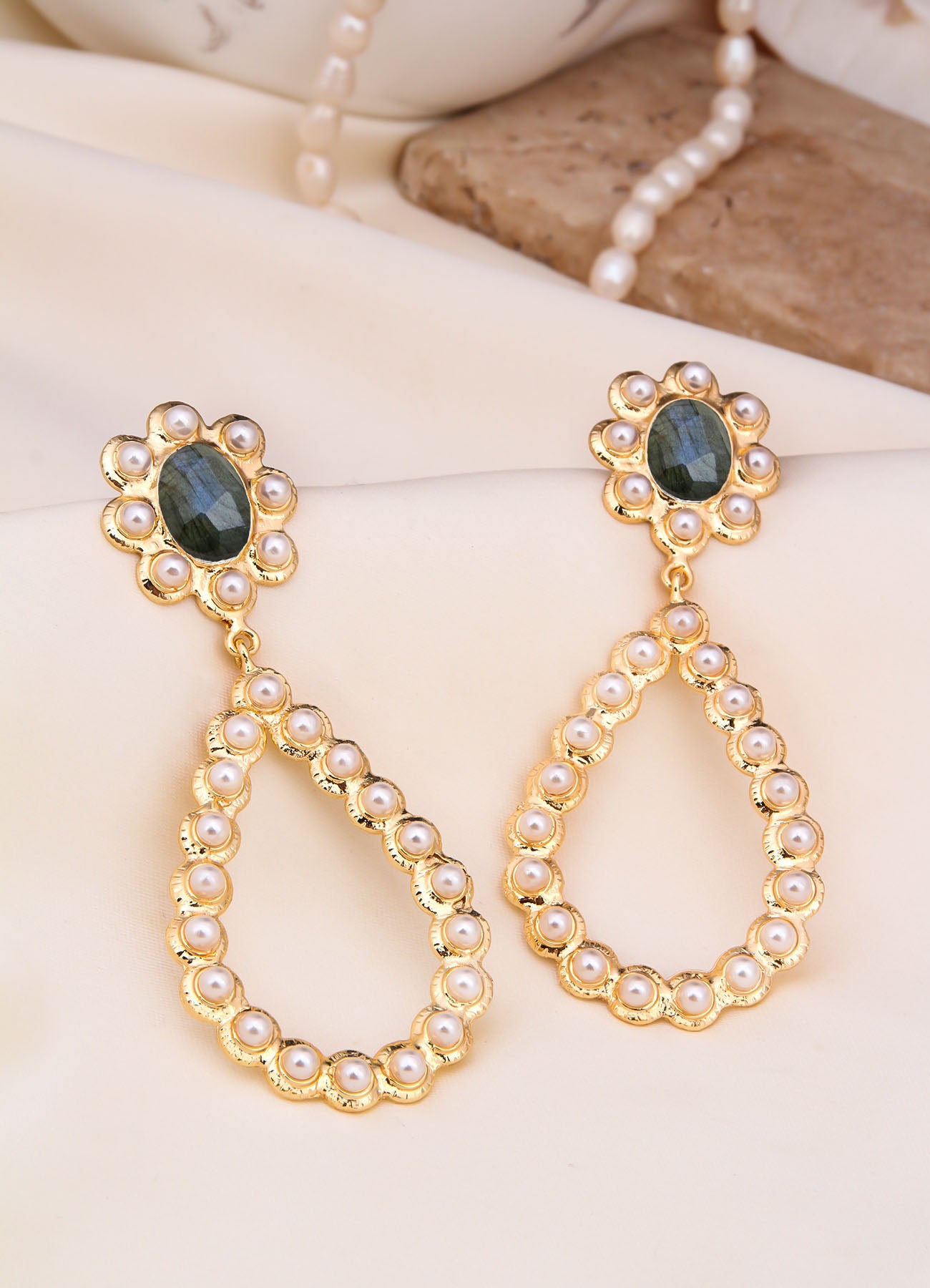 Labradorite & Pearl Boucle d'oreilles