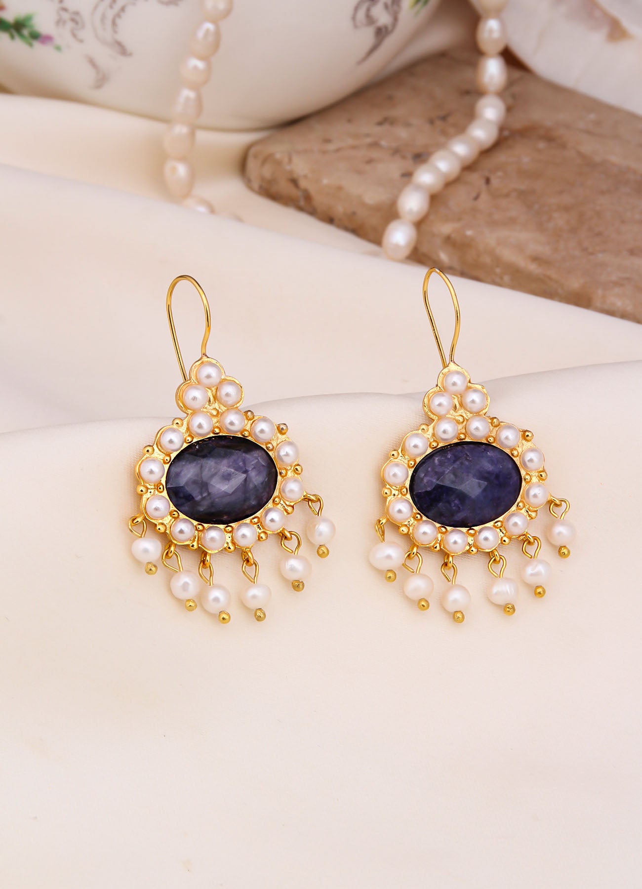 Saphire & Pearl Boucle d'oreilles