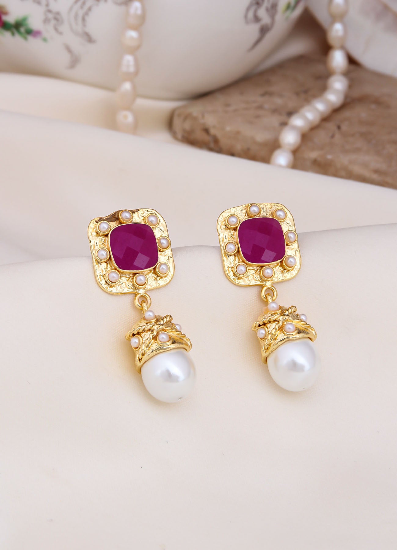 Agate & Pearl Boucle d'oreilles