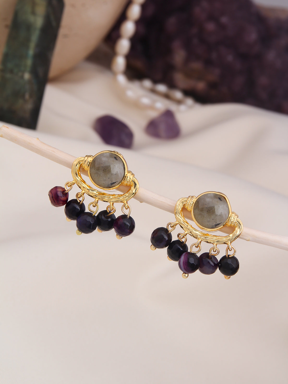Labradorite & Amethyst Earring