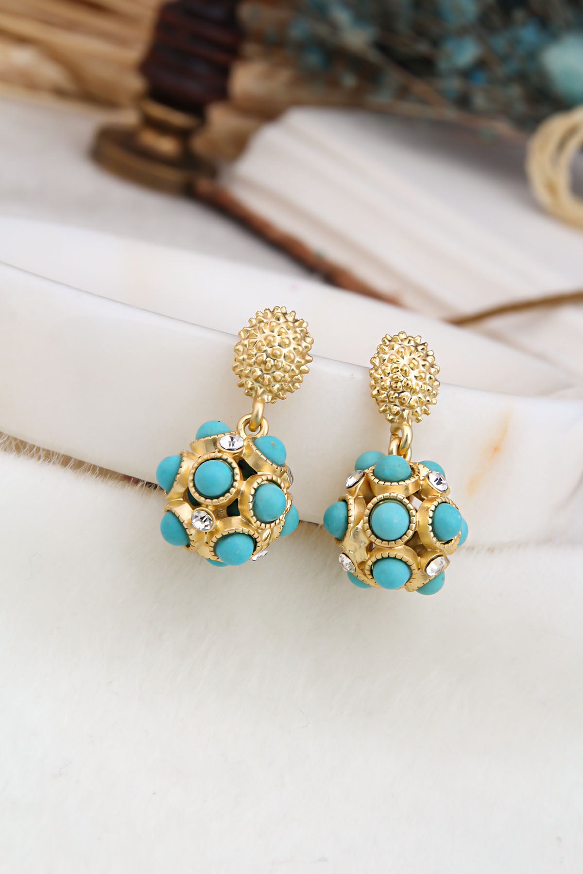Turquoise & Zircon Boucles D'Oreilles