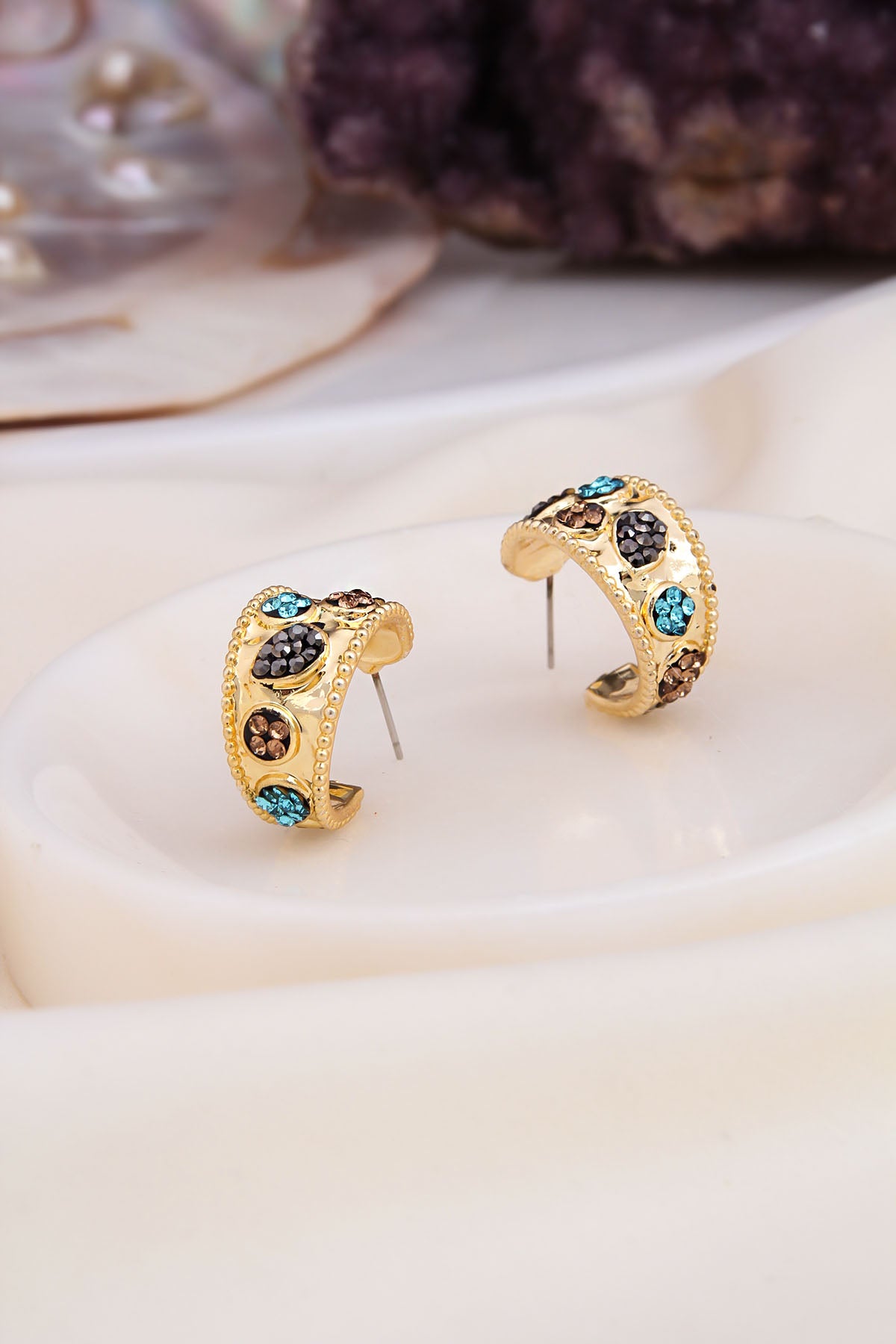 Hematite & Gold Boucles D'oreilles