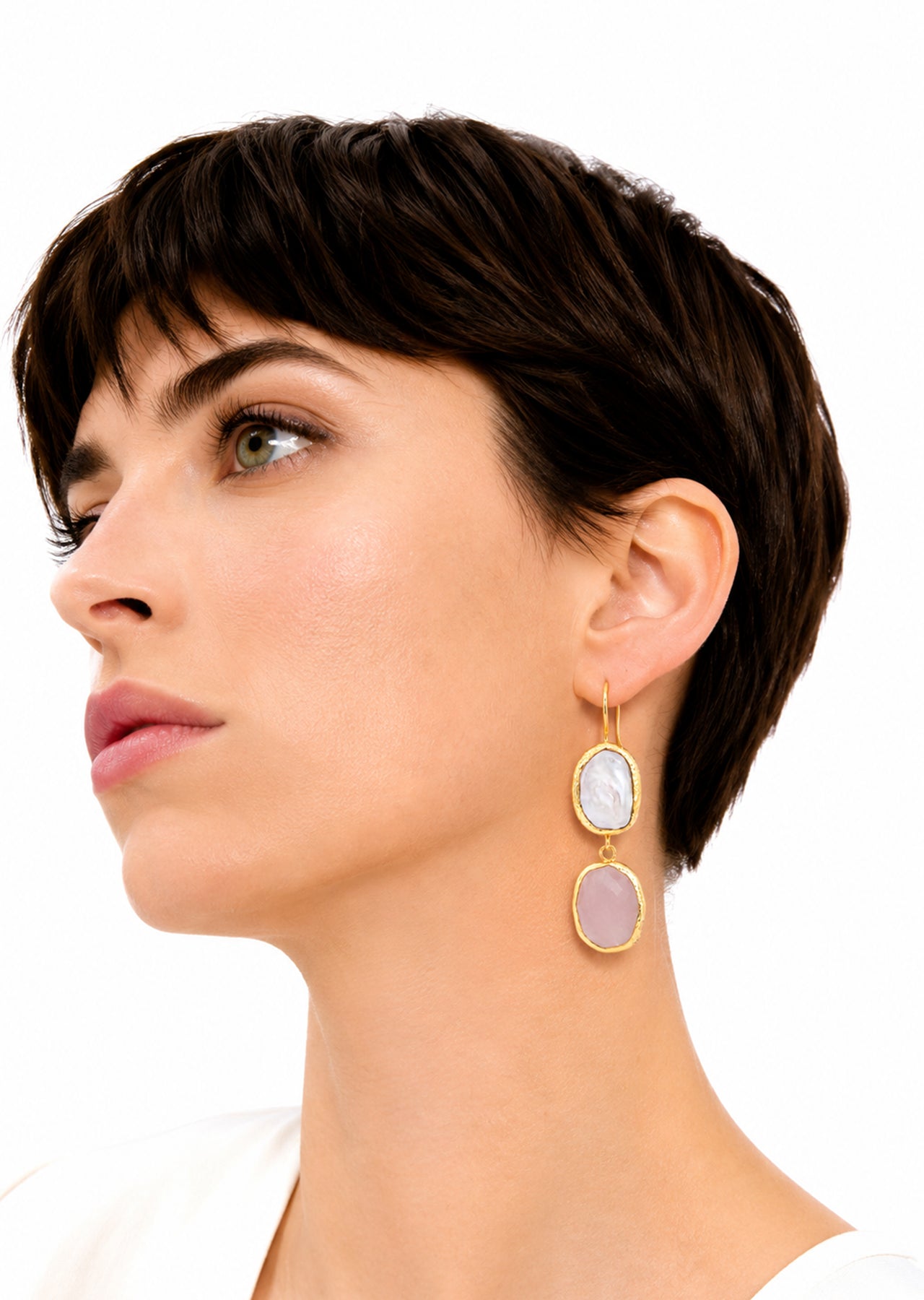 Pearl & Pink Quartz Earring