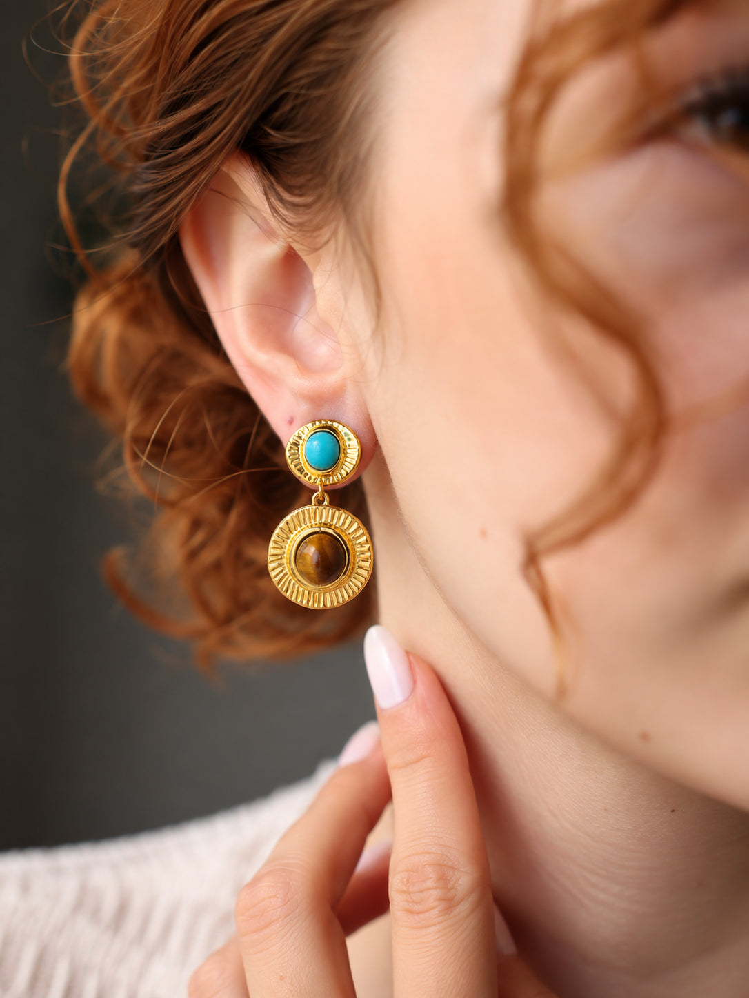 Turquoise & Tiger Eyes Earring