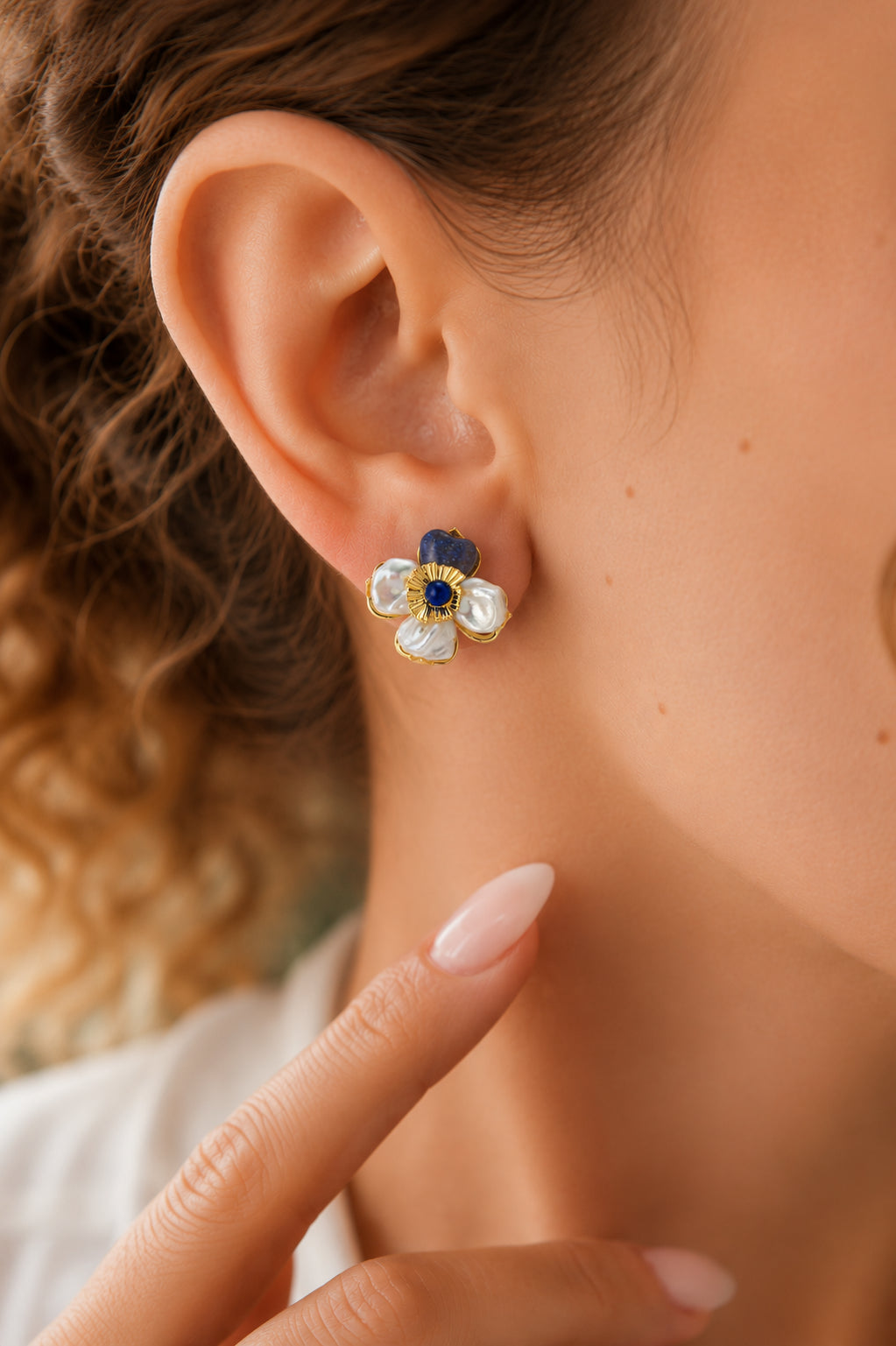 Lapis & Pearl Earring