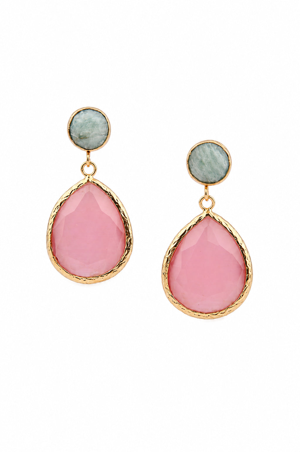 Amazonite & Cat Eyes Earring