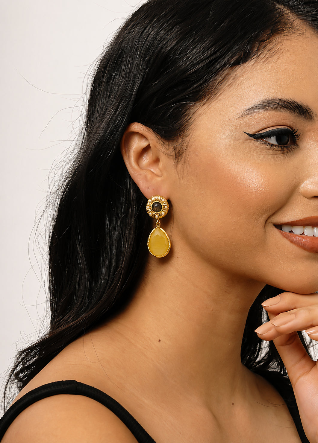 Labradorite & Cat Eyes Earring