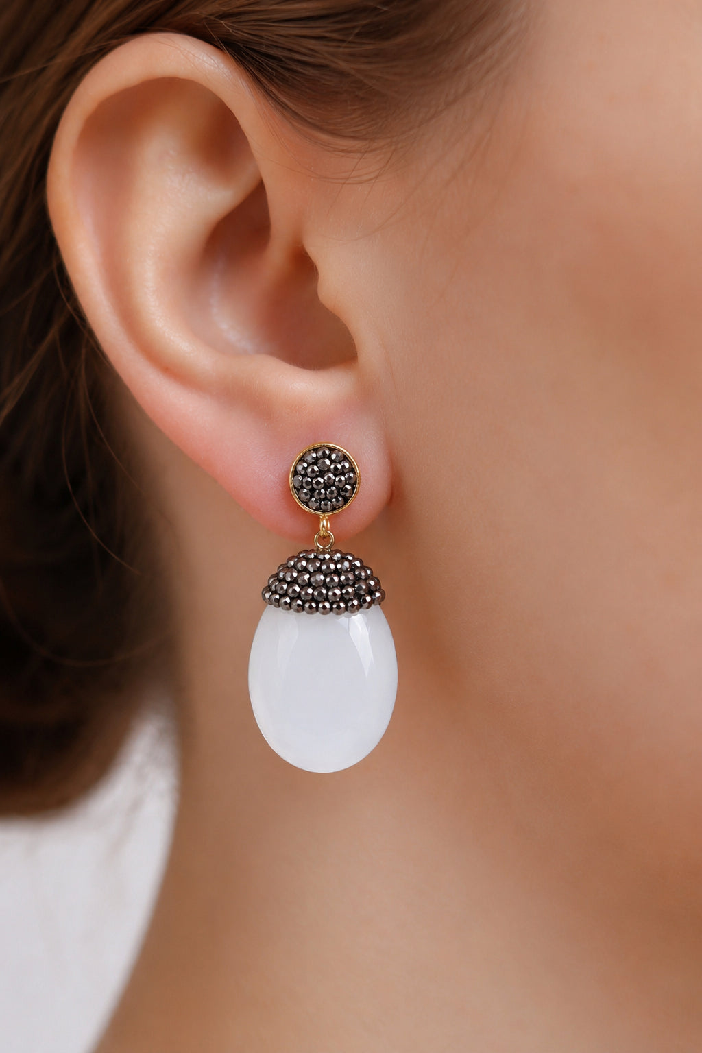 Cat eyes & Hematite Earring