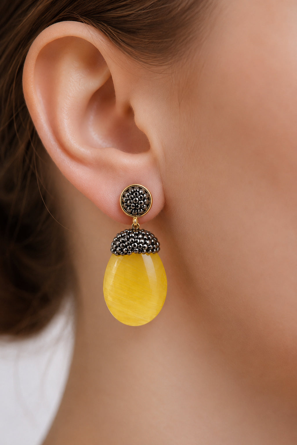Cat eyes & Hematite Earring